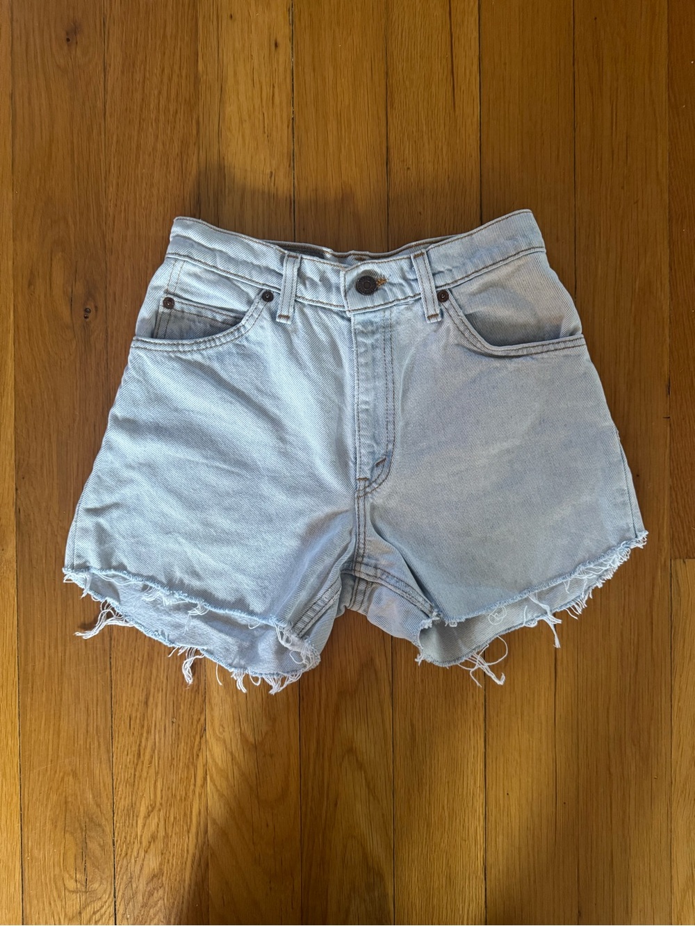 Vintage from Japan Levi's Frayed Hem High-Waist Denim Cutoff Shorts